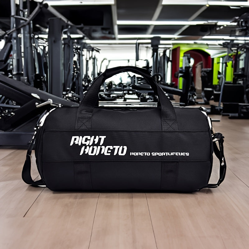 Large Nylon Gym Duffel Bag with Wet Dry Separation in Black 48x27x27cm