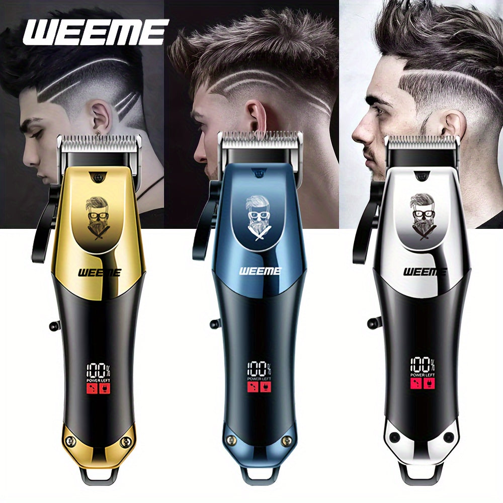 Electric Hair Clipper USB Rechargeable Quiet Hair Trimmer with Limit Combs and One-Touch Length Adjustment