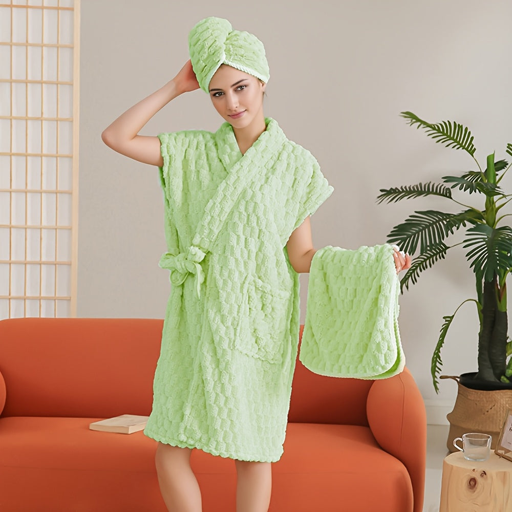 Set of 3 Microfiber Towels for Women Hand Towel Bath Wrap Hair Wrap Soft Absorbent Quick-Drying