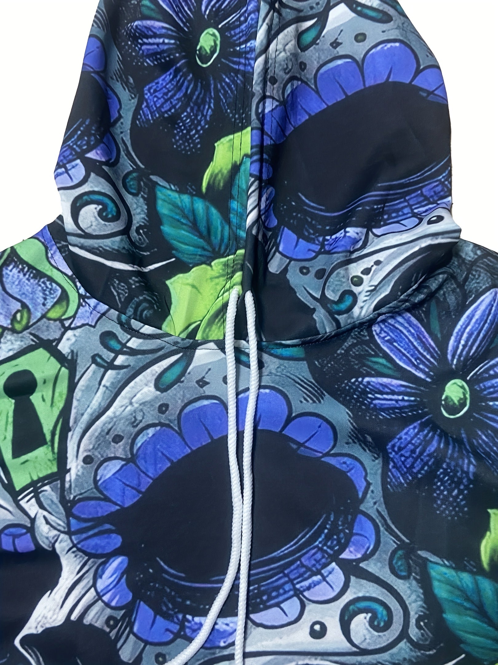 Men's Plus Size Hoodie with 3D Cartoon Cats Print Drawstring Casual Sweatshirt