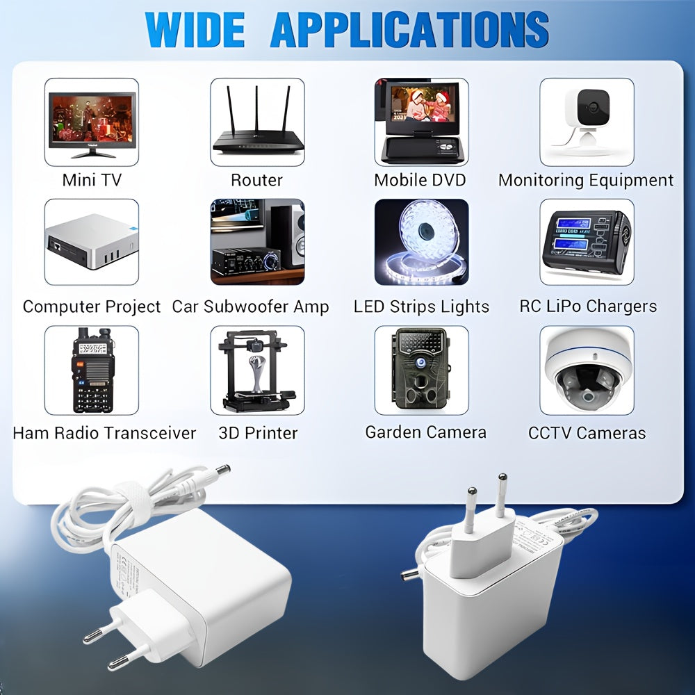 12V 3A 24V 1.5A 2A Power Supply Adapter for LED Strip Lights CCTV Routers 100-240V