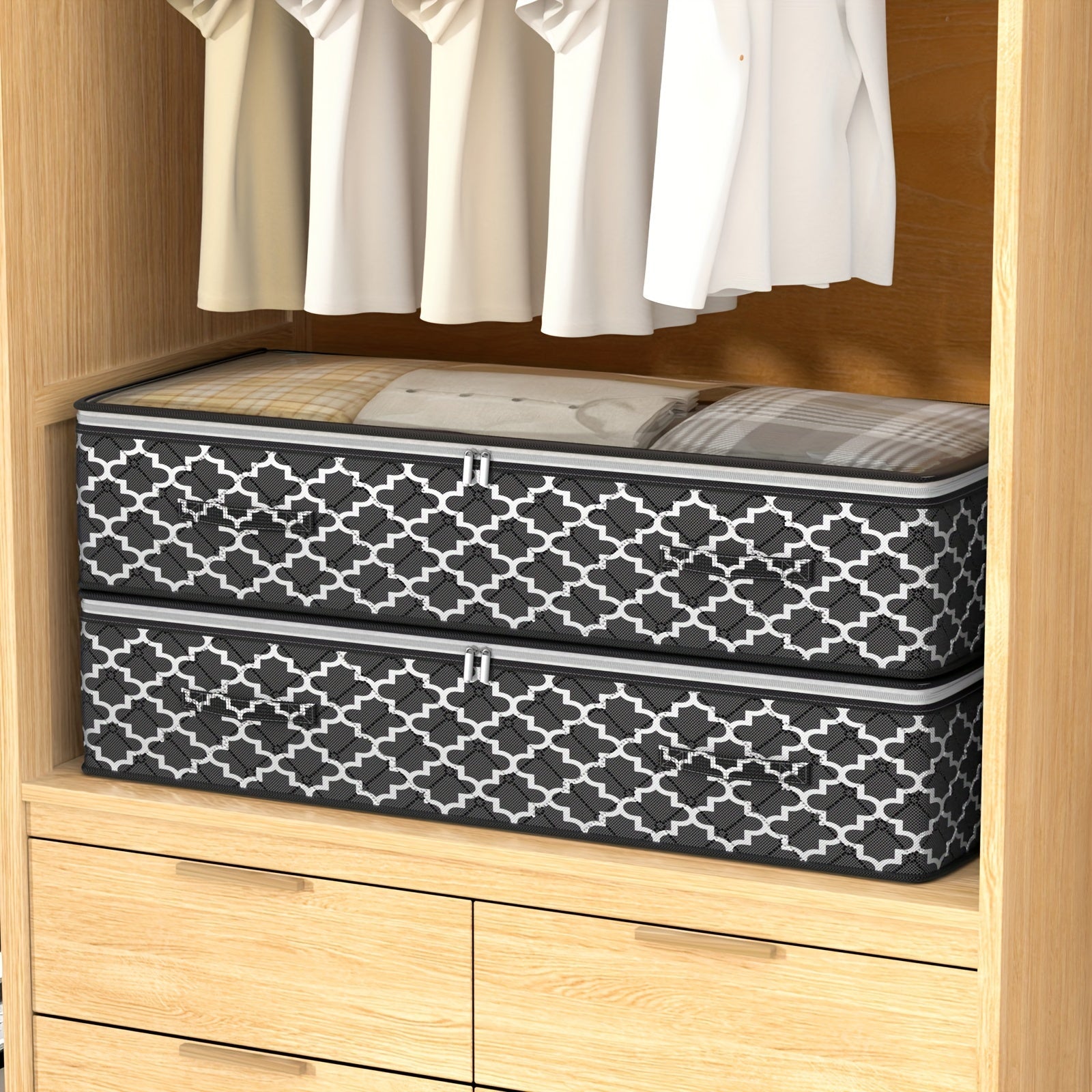 Большая складная сумка с прозрачной крышкой для хранения под кроватью, идеально подходит для постельного белья, одежды и одеял. Изготовлена из влагостойкого материала. Подходит для возраста 14 лет и старше. В упаковке 1 штука.