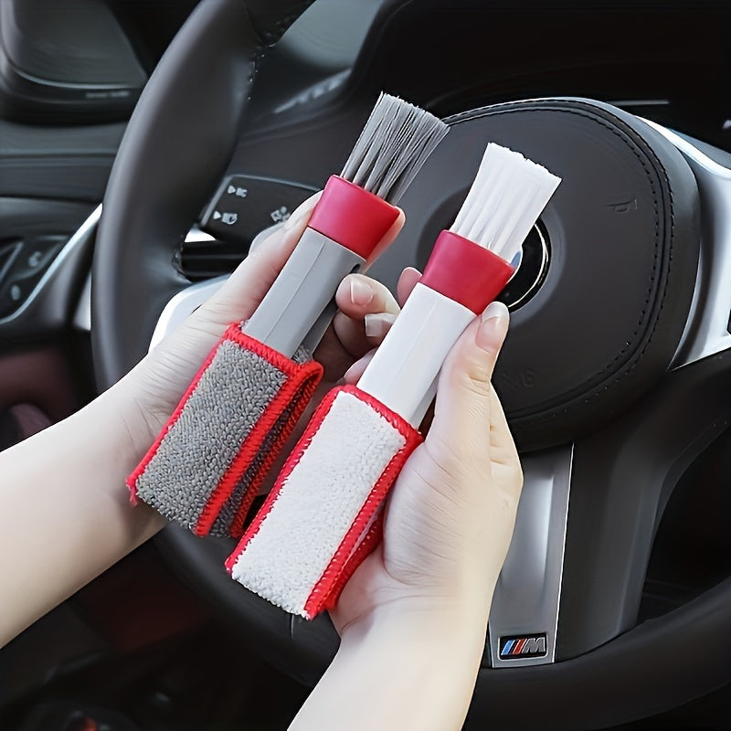 Микрофибровая двухсторонняя щетка для автомобильных вентиляционных отверстий, инструмент для внутренней чистки