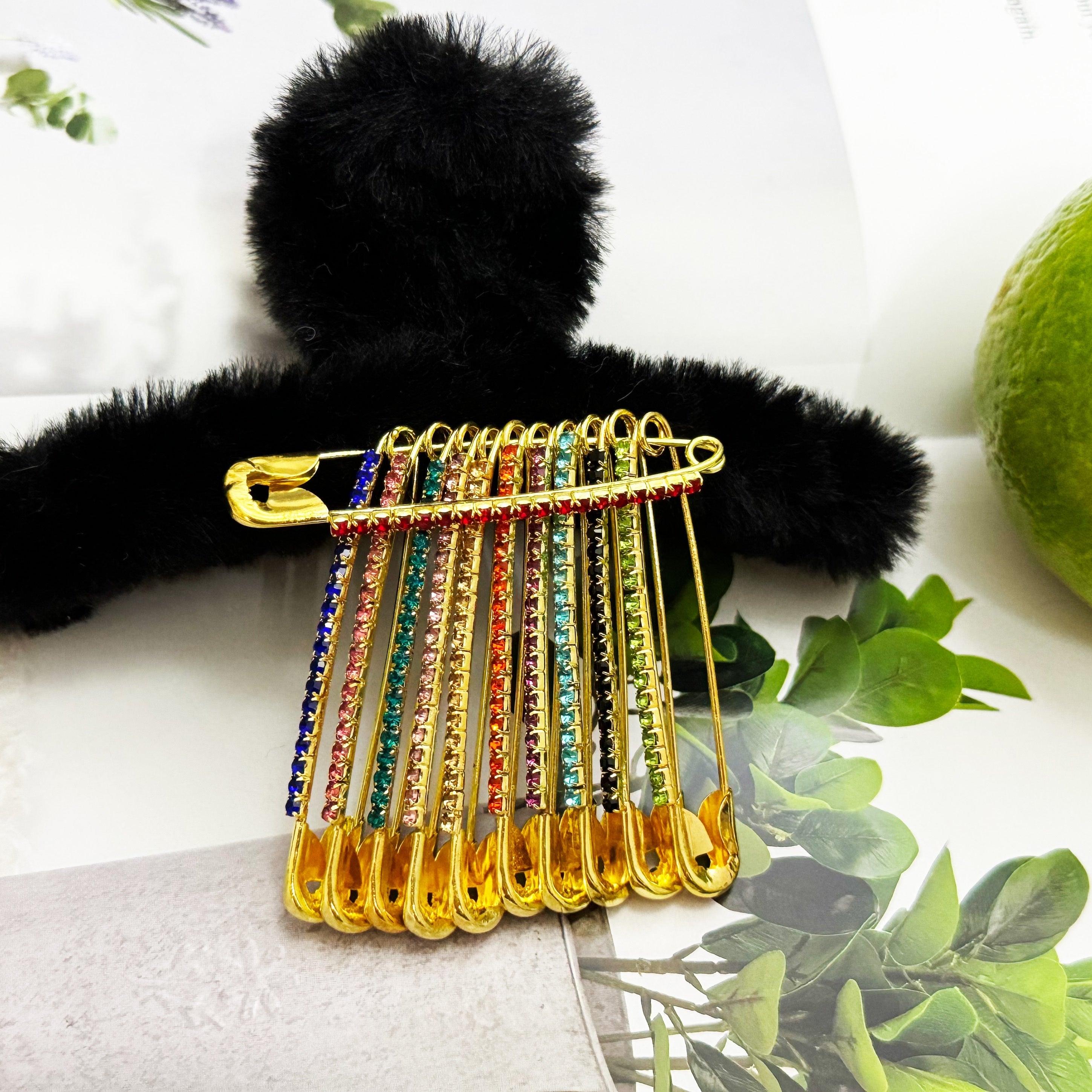 Set of 11 Colorful Rhinestone Brooches Pins for Women Sweaters Scarves Hats Jewelry