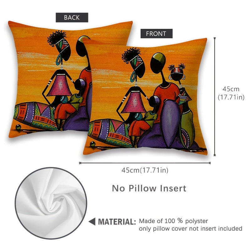 African Woman Printed Throw Pillow Cover 17.7x17.7 Inches Reversible Polyester Decorative Cushion