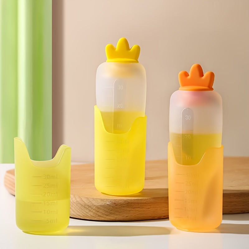 High-Capacity Silicone Liquid Medicine Dispenser for Kids Orange Green Yellow