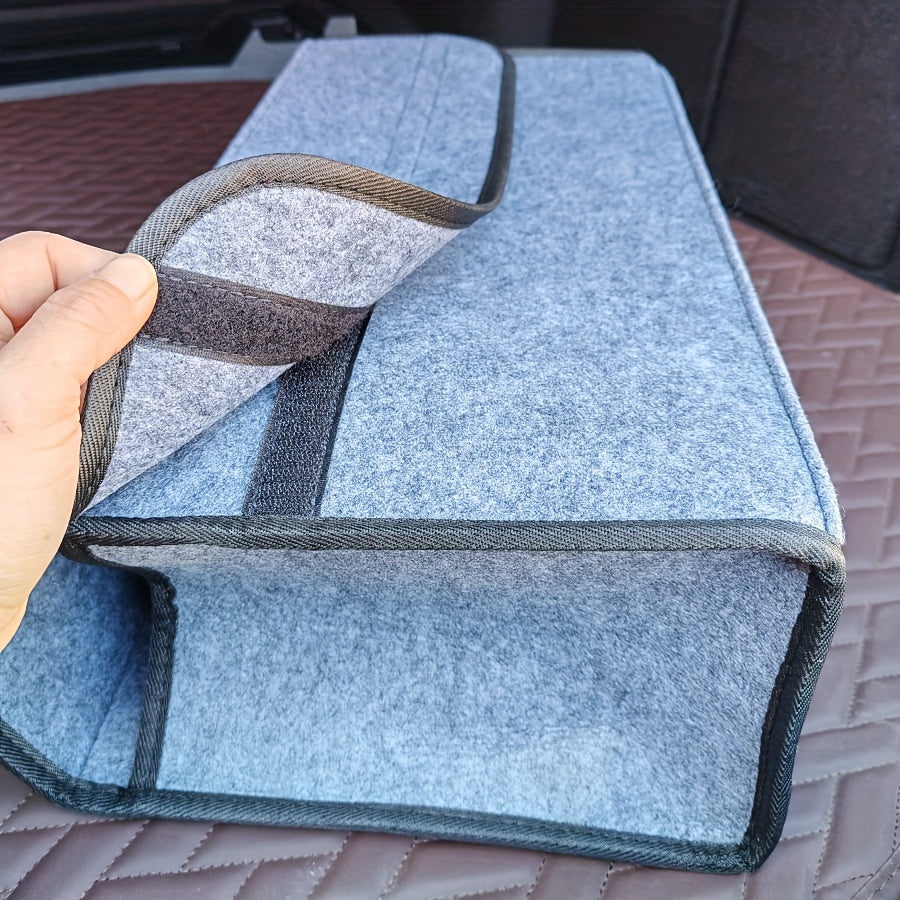 Caja de almacenamiento para coche, organizador portátil y plegable de fieltro para maletero, ideal para el interior del coche