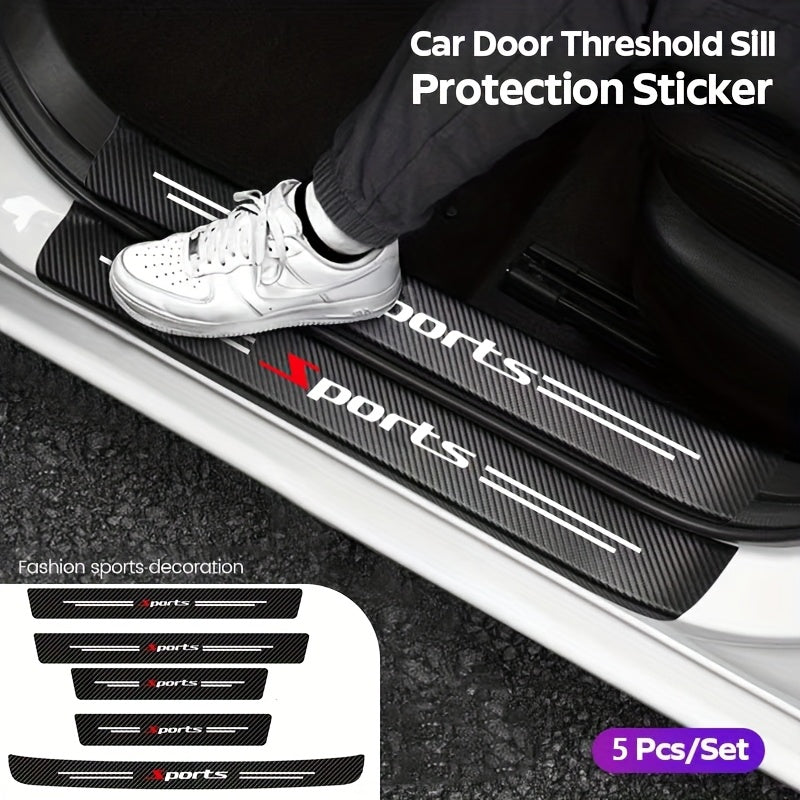Universal Faux Leather Door Threshold Stickers Matte Finish Self-Adhesive Scratch-Resistant Carbon Fiber