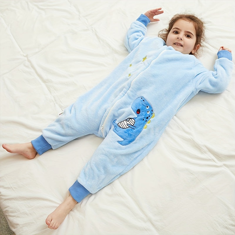 Saco de dormir de franela para niños con estampado de animales y cierre de cremallera para primavera y otoño