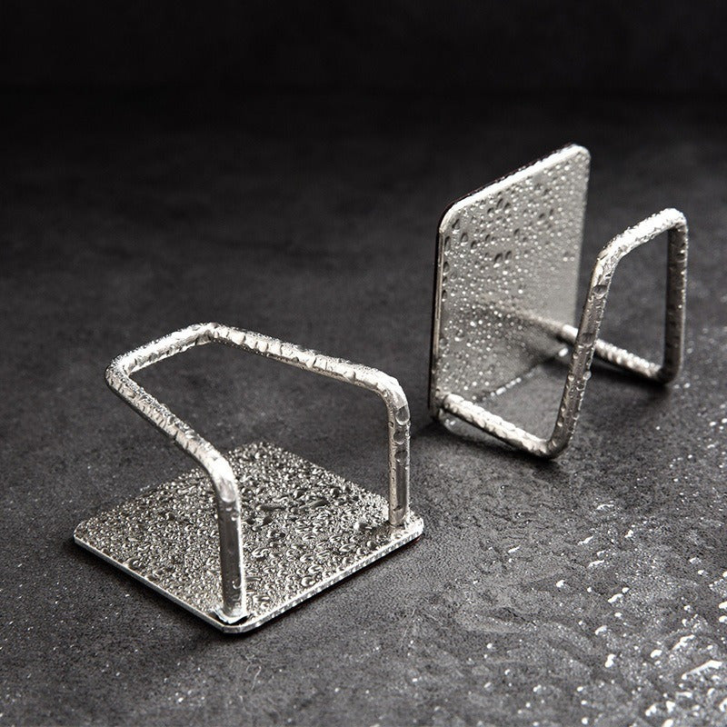 Organizador de fregadero de cocina de acero inoxidable con rejilla de drenaje y gancho de pared