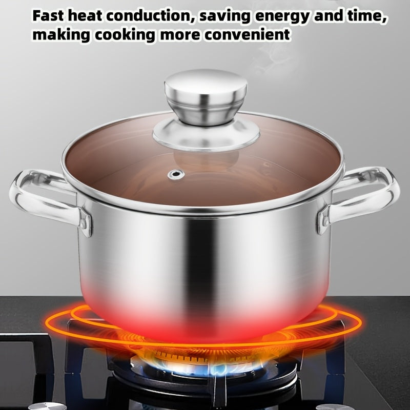 6-Piece Stainless Steel Cookware Set with Pots and Lids for Kitchen Cooking