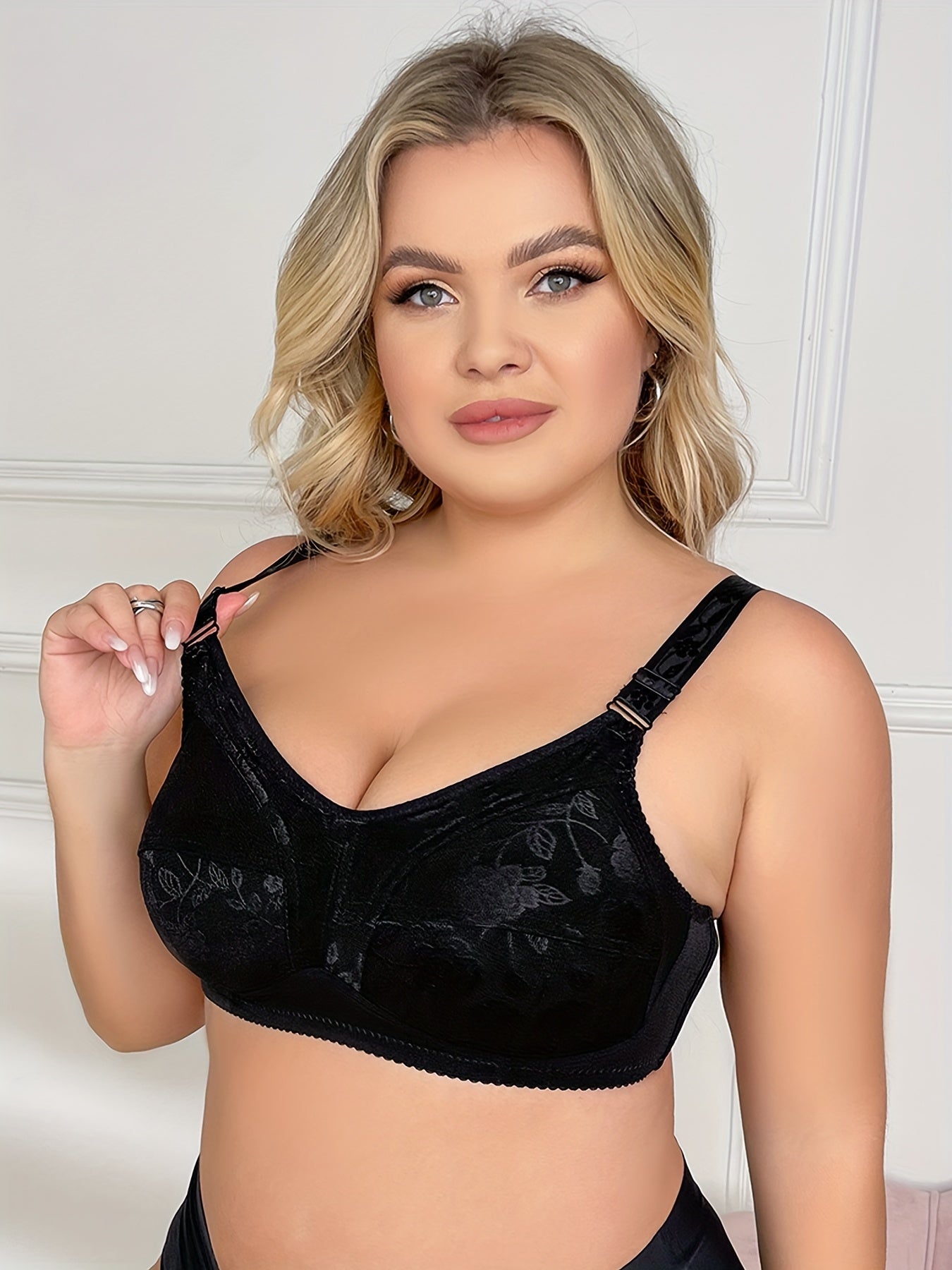 Plus Floral Seamless Wireless Push-Up Bra Breathable Comfortable Underwear