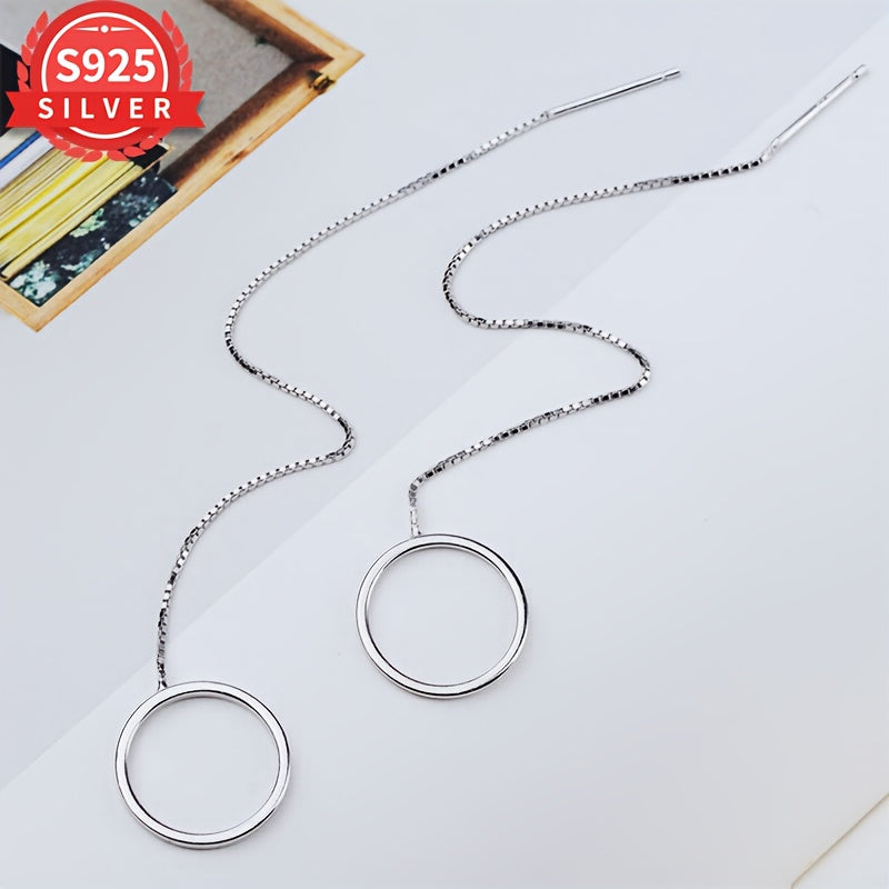 Hypoallergenic Long Tassel Geometric Circle Earrings for Women