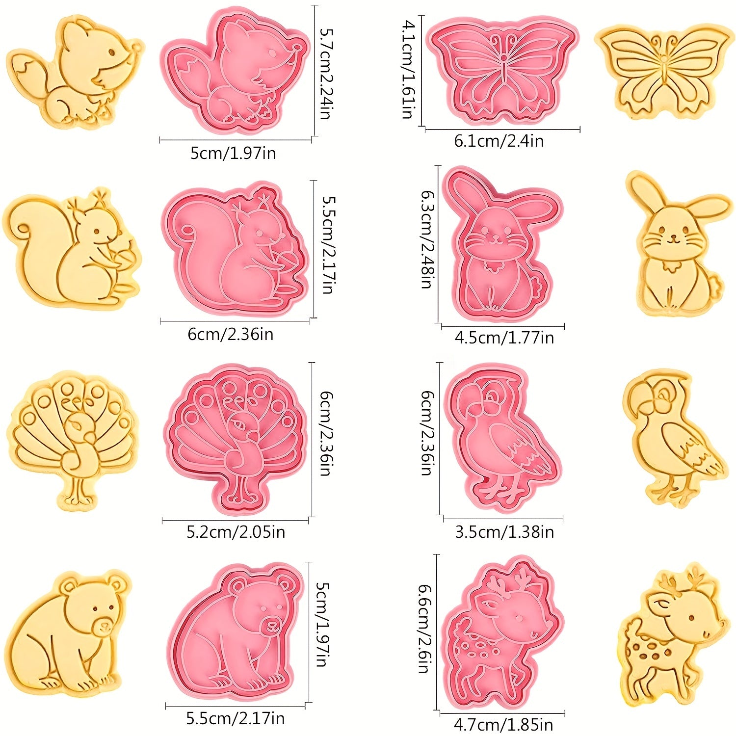 Set of 8 Cartoon Animal Cookie Cutters for Baking and Pastry Decoration