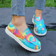 Women's Tie Dye Canvas Shoes Low Top Casual Sneakers Lightweight Outdoor