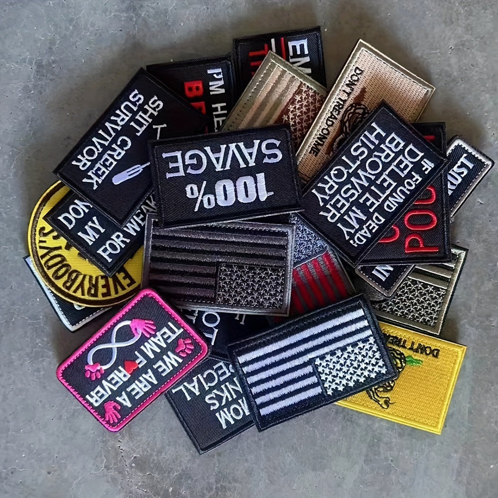 Pack of 20 Tactical Hook and Loop Patches for Jackets Coats Jeans Hats Socks