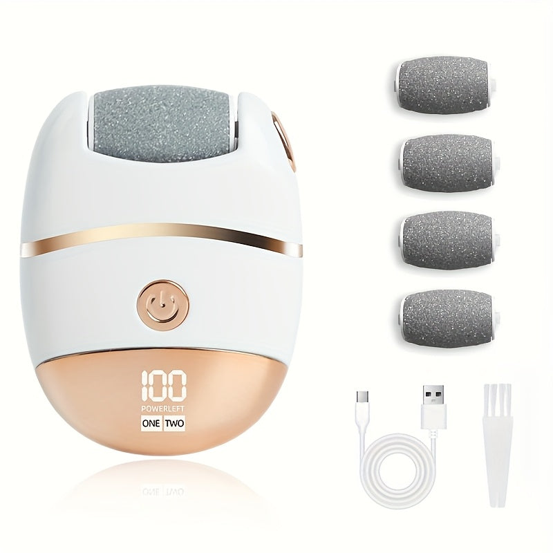 Electric Foot Grinder with LED Display and Spare Heads for Calloused Skin Removal Portable Cordless Pedicure Tool
