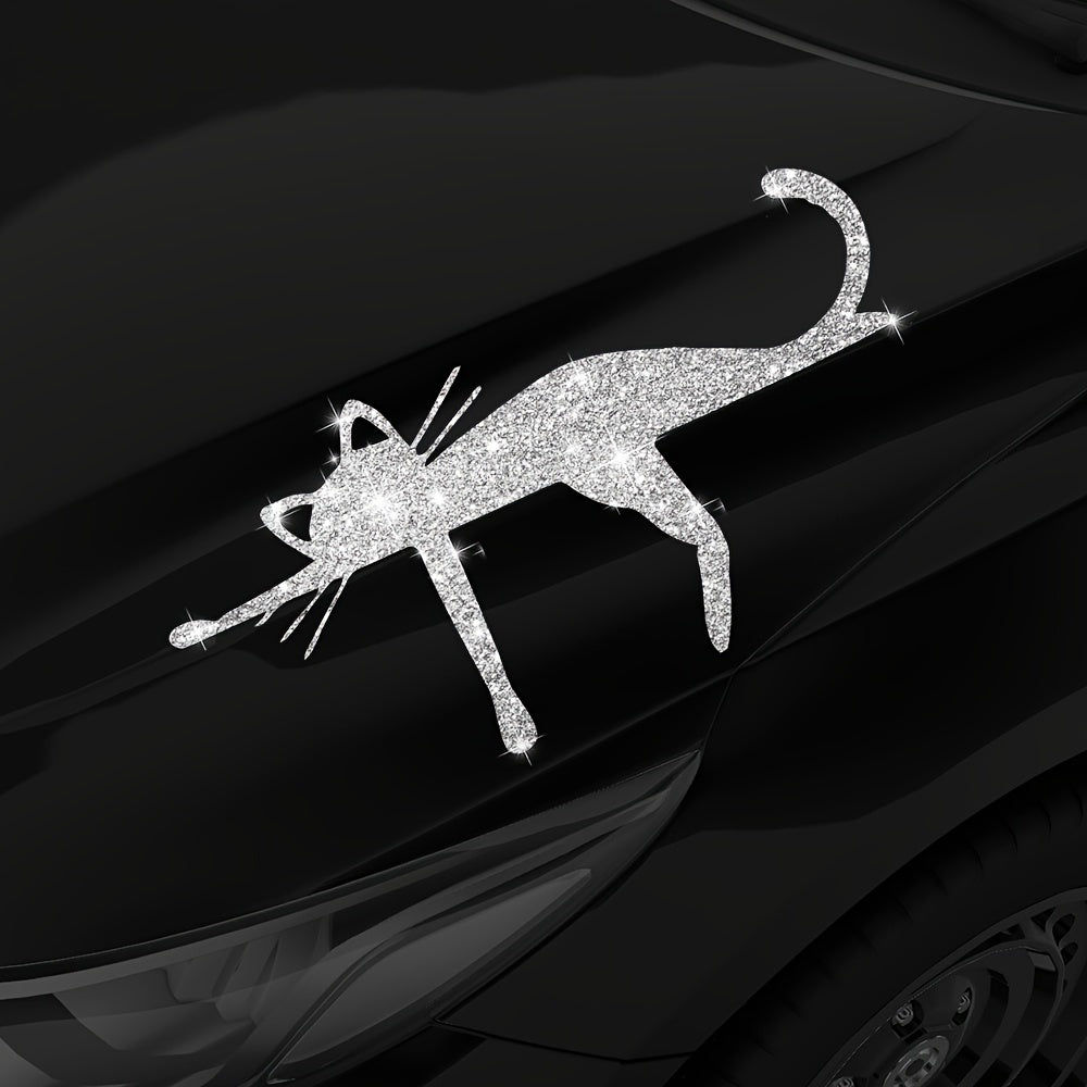 Pegatinas de gatos adorables para portátiles y equipaje, calcomanías de vinilo brillante con brillo