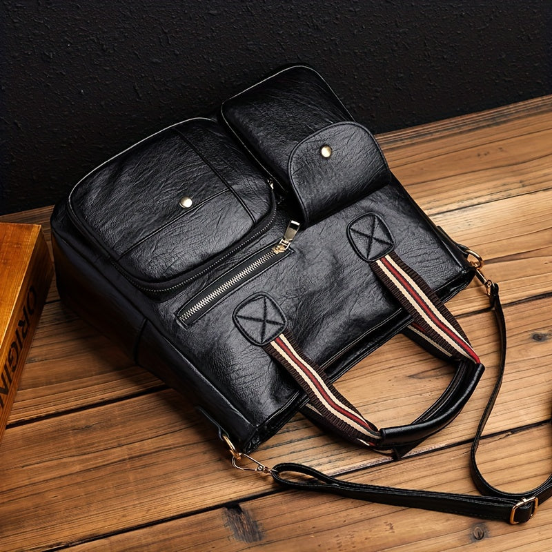 PU Crossbody Bag for Women with Multiple Pockets Lightweight Zipper Closure Removable Strap