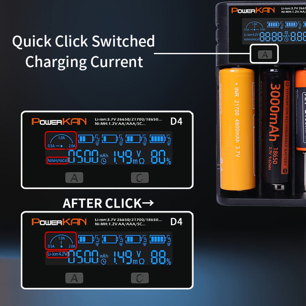 Universal Battery Charger with LCD Display USB Rechargeable for Lithium and Ni-MH Batteries