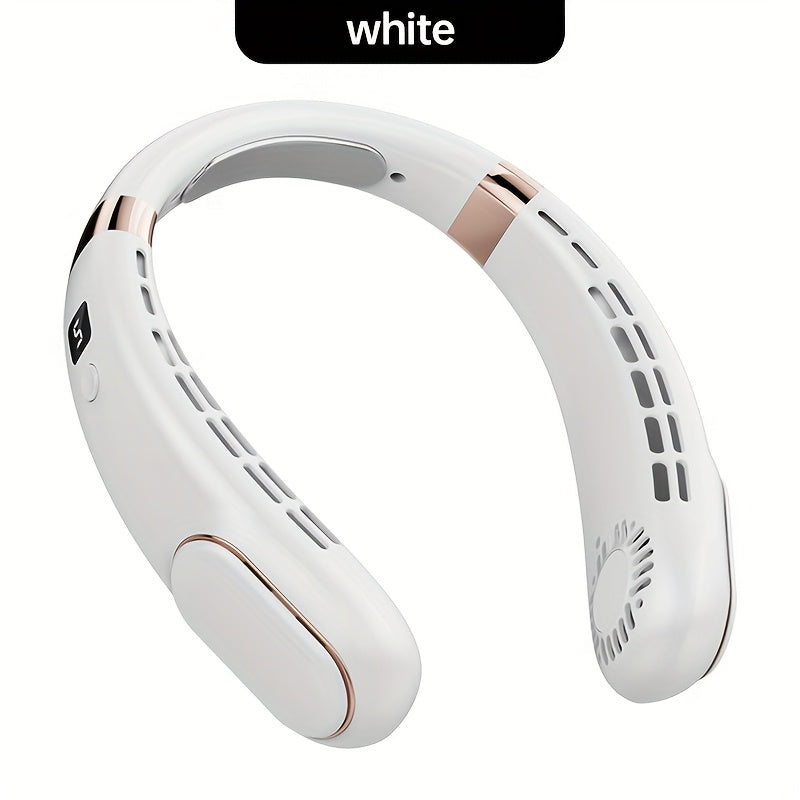 Portable Neck Fan Dual Turbo Airflow USB Rechargeable 5-Speed Cooling for Sports Travel