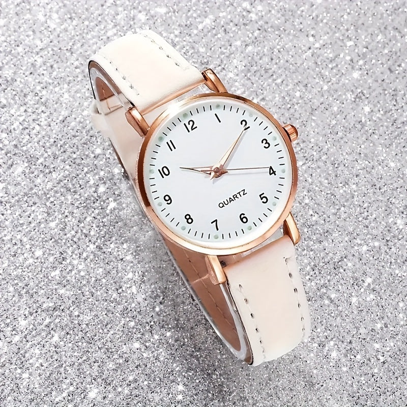 Set of 6 Women's Quartz Watches with Leather Bands and Butterfly Jewelry