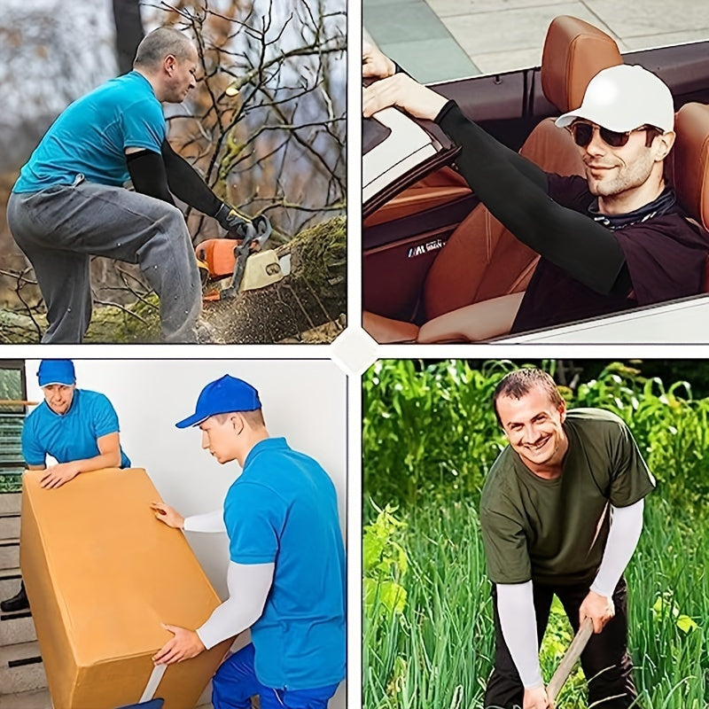 3 пары охлаждающих рукавов, изготовленных из ледяной ткани для спорта и повседневного использования, обеспечивающих воздухопроницаемость, растяжимость, быстрое высыхание и защиту от солнца для летних активностей и велоспорта.