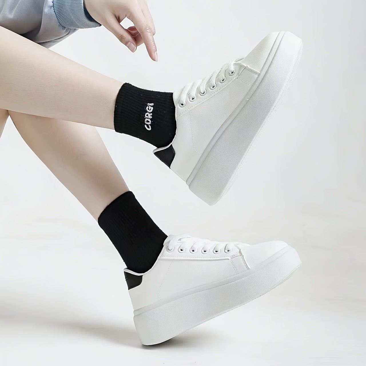 Women's Black White High-Top Sneakers Casual Breathable All-Season Shoes