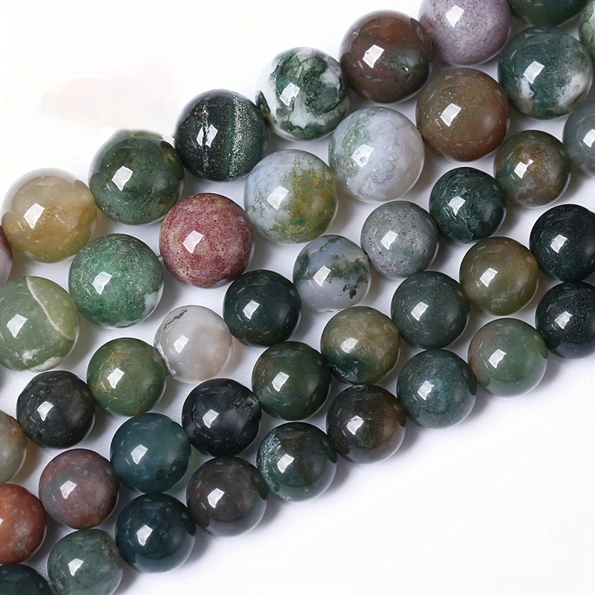 Natural Indian Agate Round Bead Spacer for Jewelry Making 4-12mm 15 Inch Strand