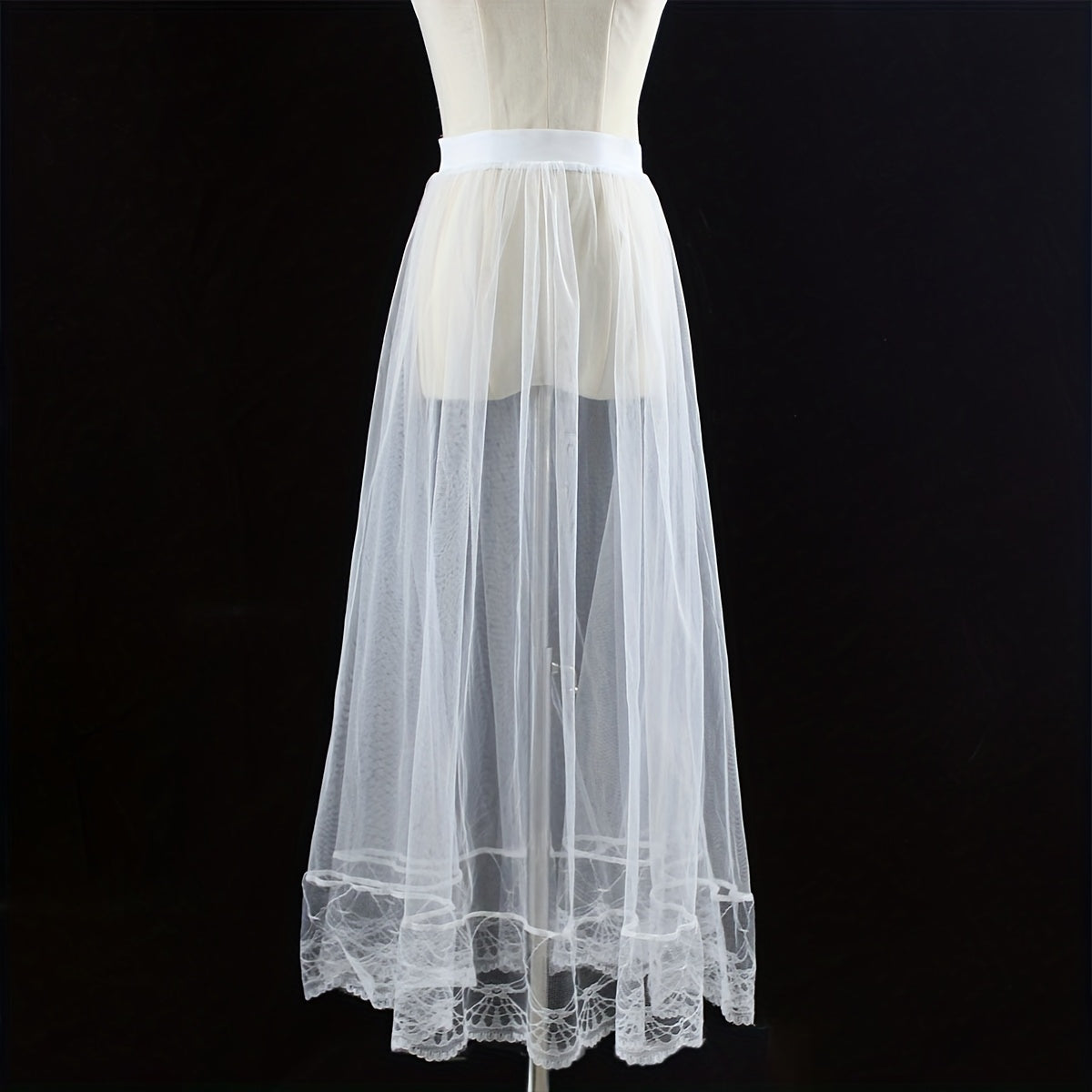 Women's Lace Tulle Ballet Skirt Solid Color Mesh Casual Outer Skirt