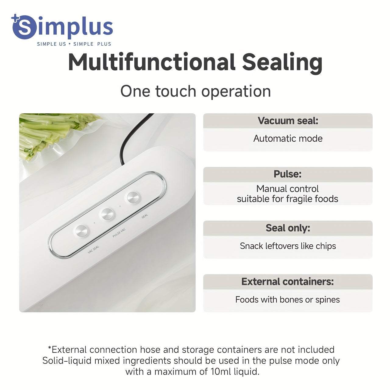 Simplus 1 dona Portativ Avtomatik Havo chiqaruvchi Mashina, 3 Ta Rejim bilan, 60kPa Kuchli Suvish, 6X Yangiqlikni Oshirish, 29.97cm Yopish Lentasi, Bir Bosing bilan Ishlash, Yoqimli Qoplamalar, Ikki tomonlama qulflash - Ideal