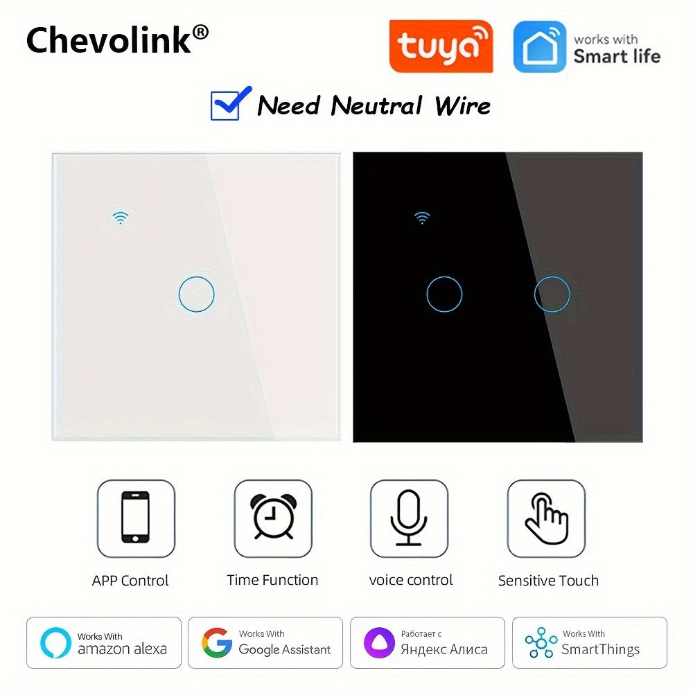 WiFi Smart Light Switch Single Pole Voice Control Compatible with Alexa and Google Assistant