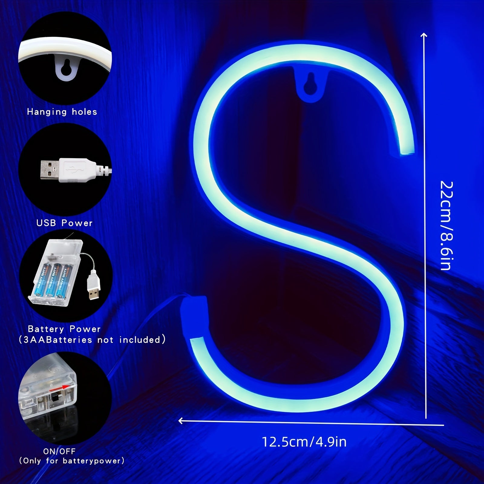 Neon LED harf yorug'lik belgisi, USB yoki batareyalar bilan quvvatlanadi, yotoqxona bezatish yoki maxsus tadbirlar uchun mukammal.