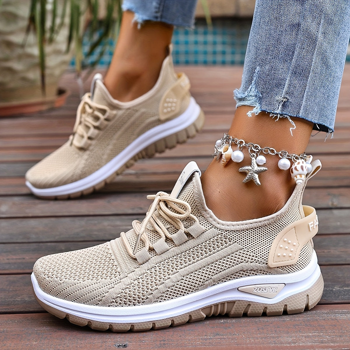 Women's Mesh Sneakers Lightweight Non-Slip Running Shoes White Casual Allseason