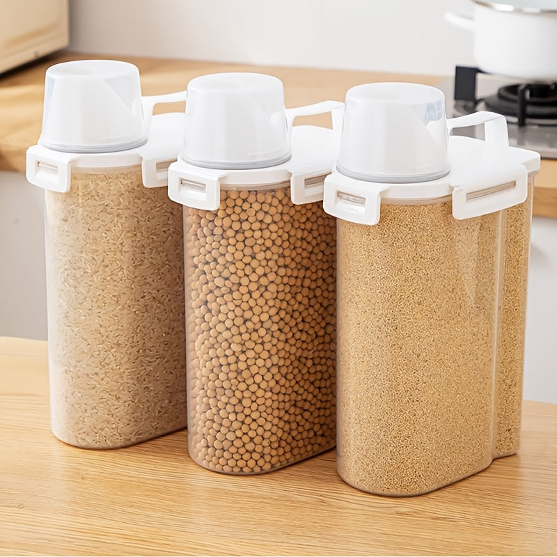 Set of 5 Food Storage Containers Leakproof Square Plastic for Rice Grains Nuts Flour
