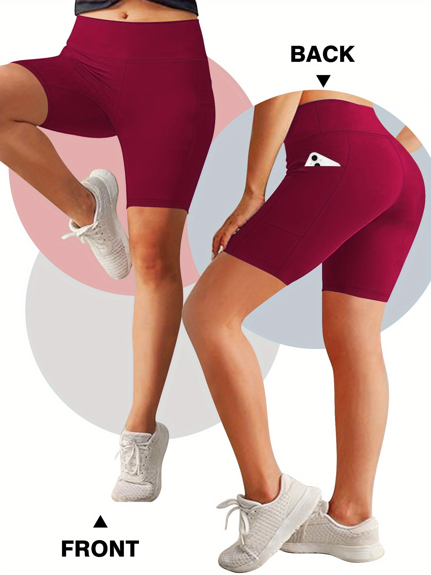 Plus Size Solid Skinny Shorts Casual Stretchy Side Pocket Leggings