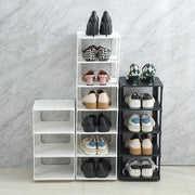 Estante para zapatos de plástico de múltiples capas con componentes desmontables en blanco o negro
