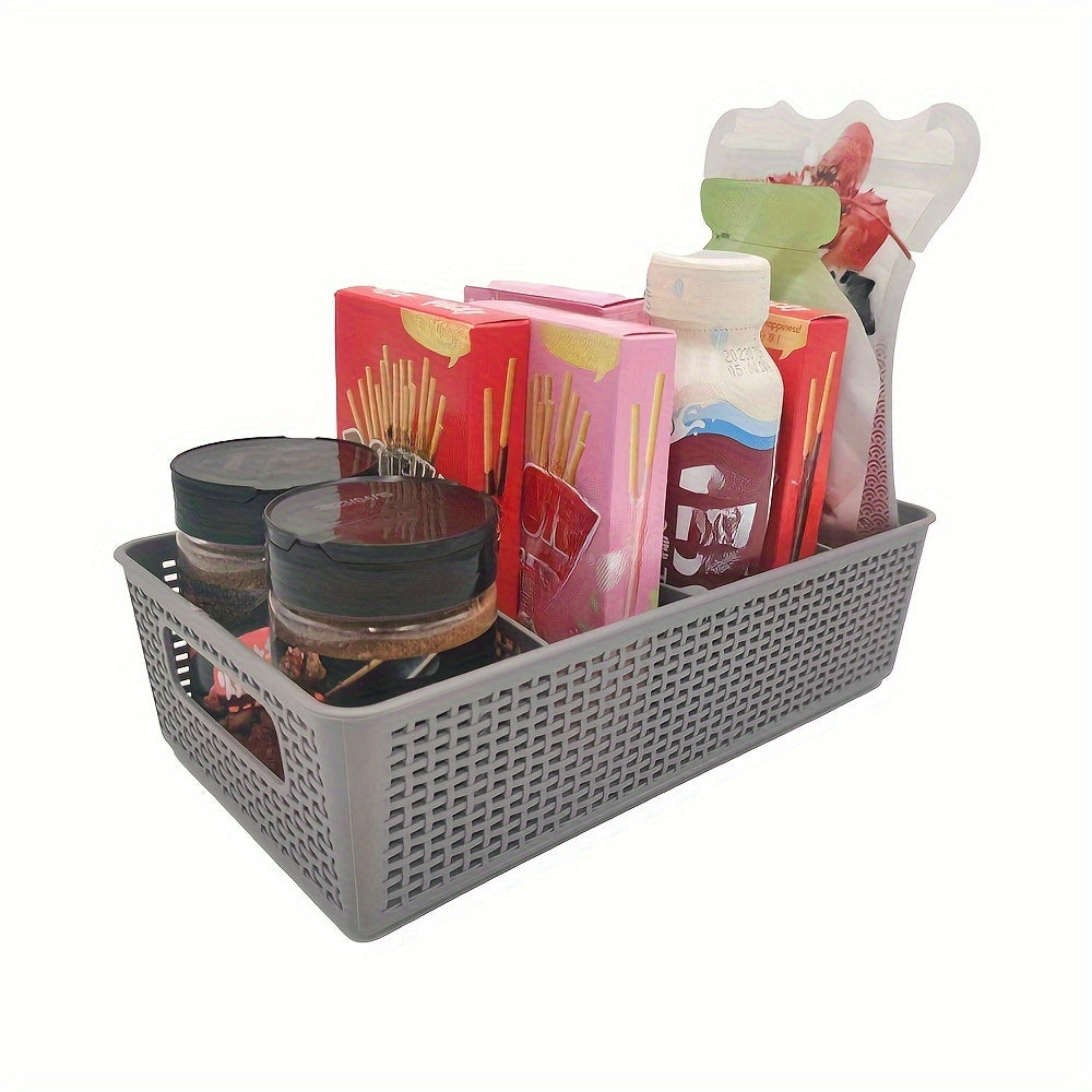 Multi-Purpose Woven Storage Box Set of 5 with Divider for Bathroom and Kitchen