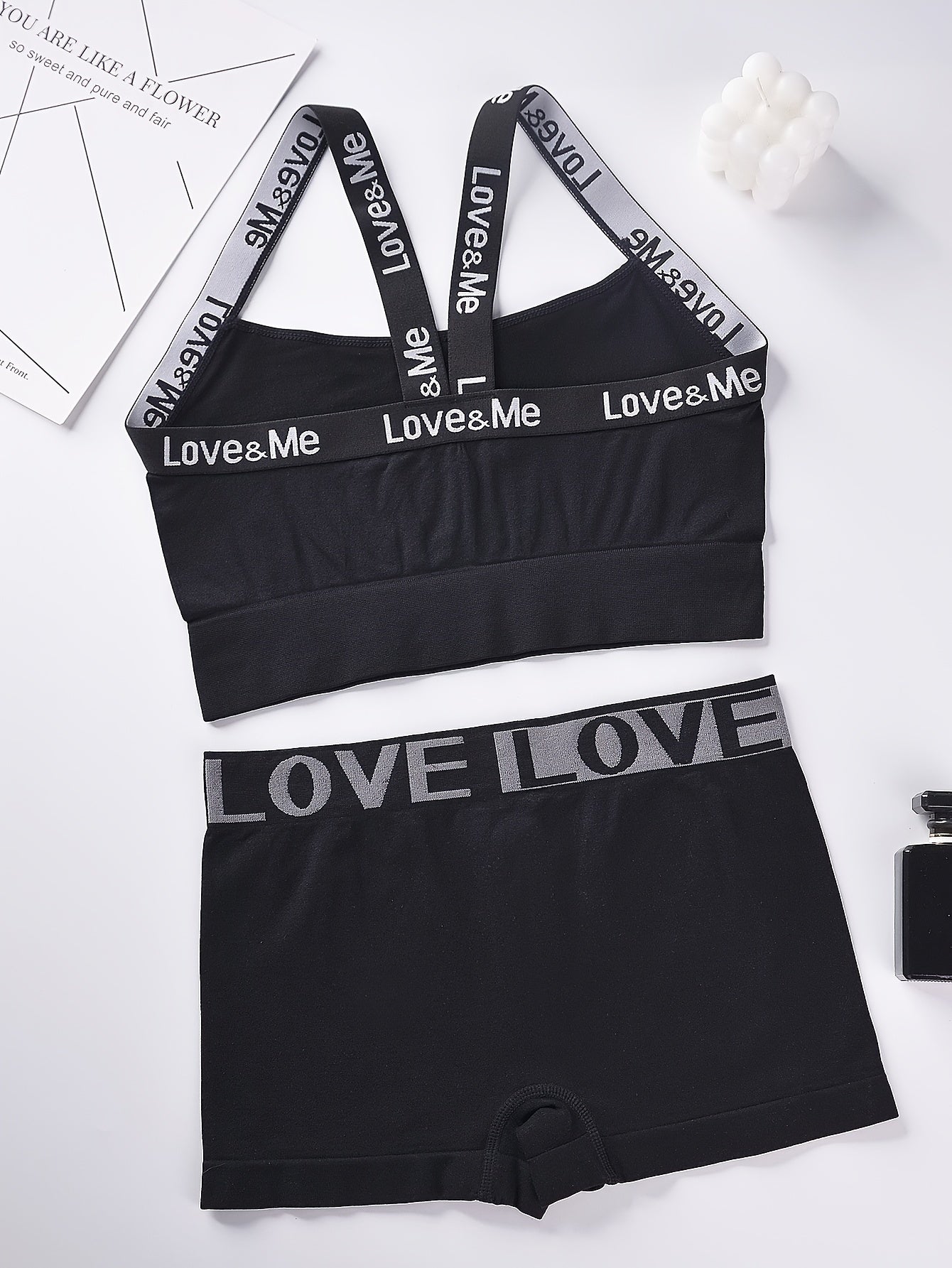 Women's Lingerie Set Wireless Bra Boyshorts Nylon Blend Contrast Waistband