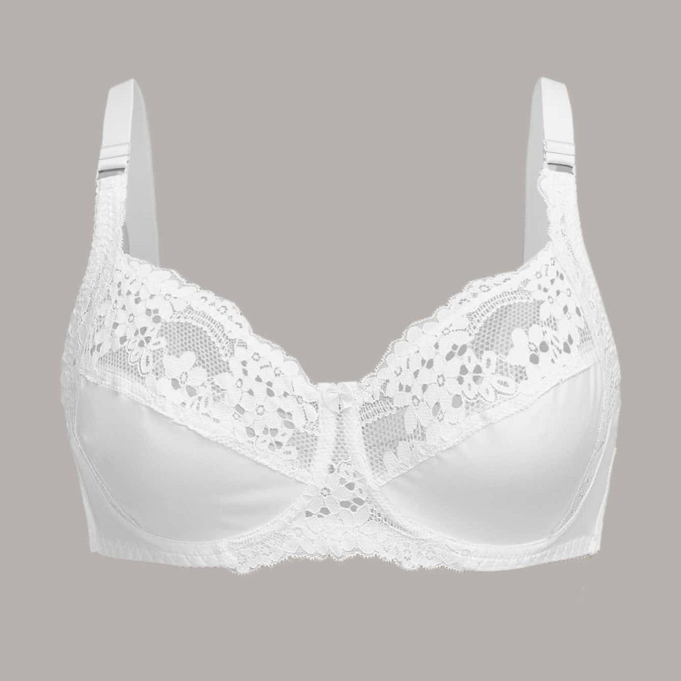 Plus Size Women's Floral Lace Underwire Bra Solid Color Medium Stretch Elasticane