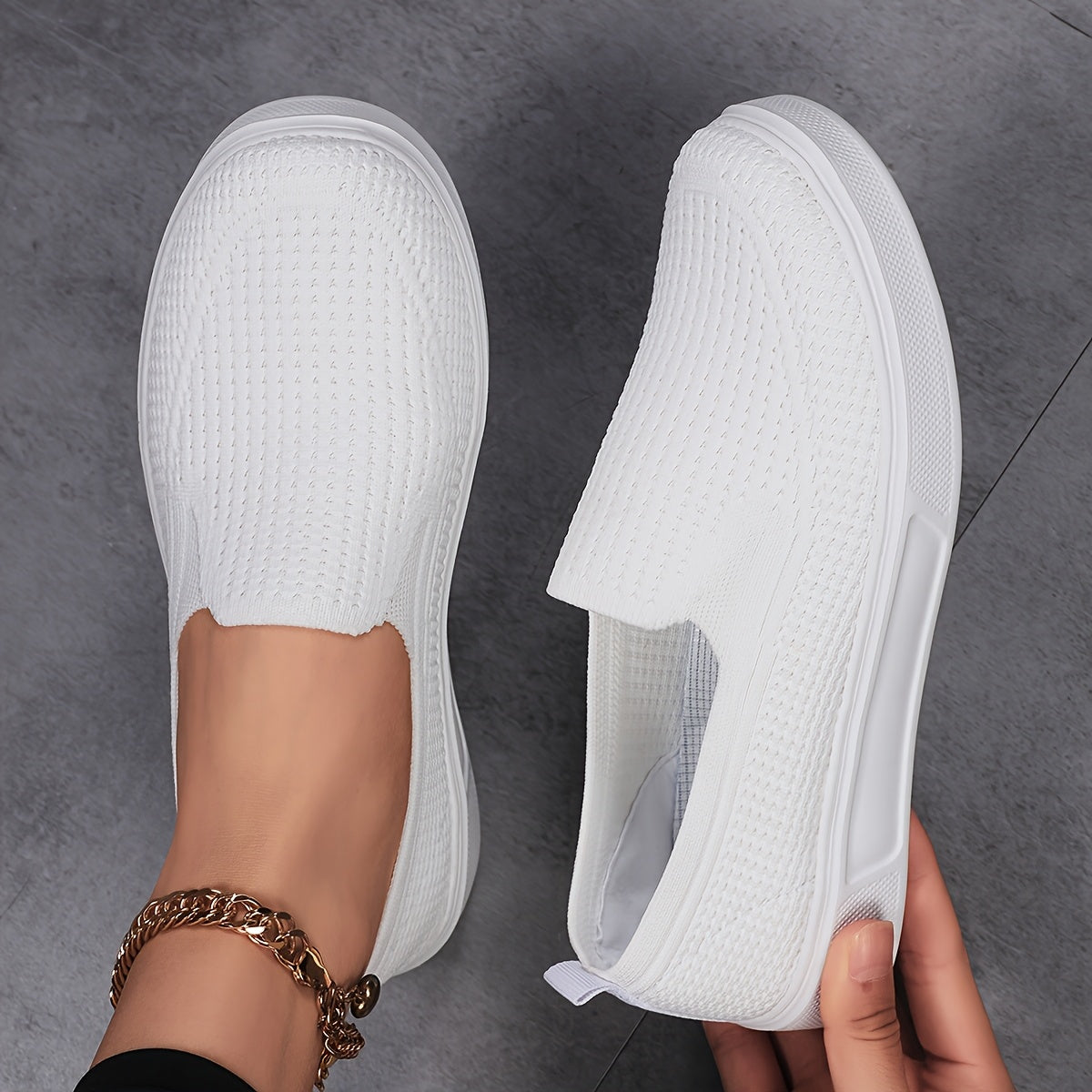 Women's Slip-On Mary Jane Flats Breathable Fabric Soft Sole All-Season Casual Footwear