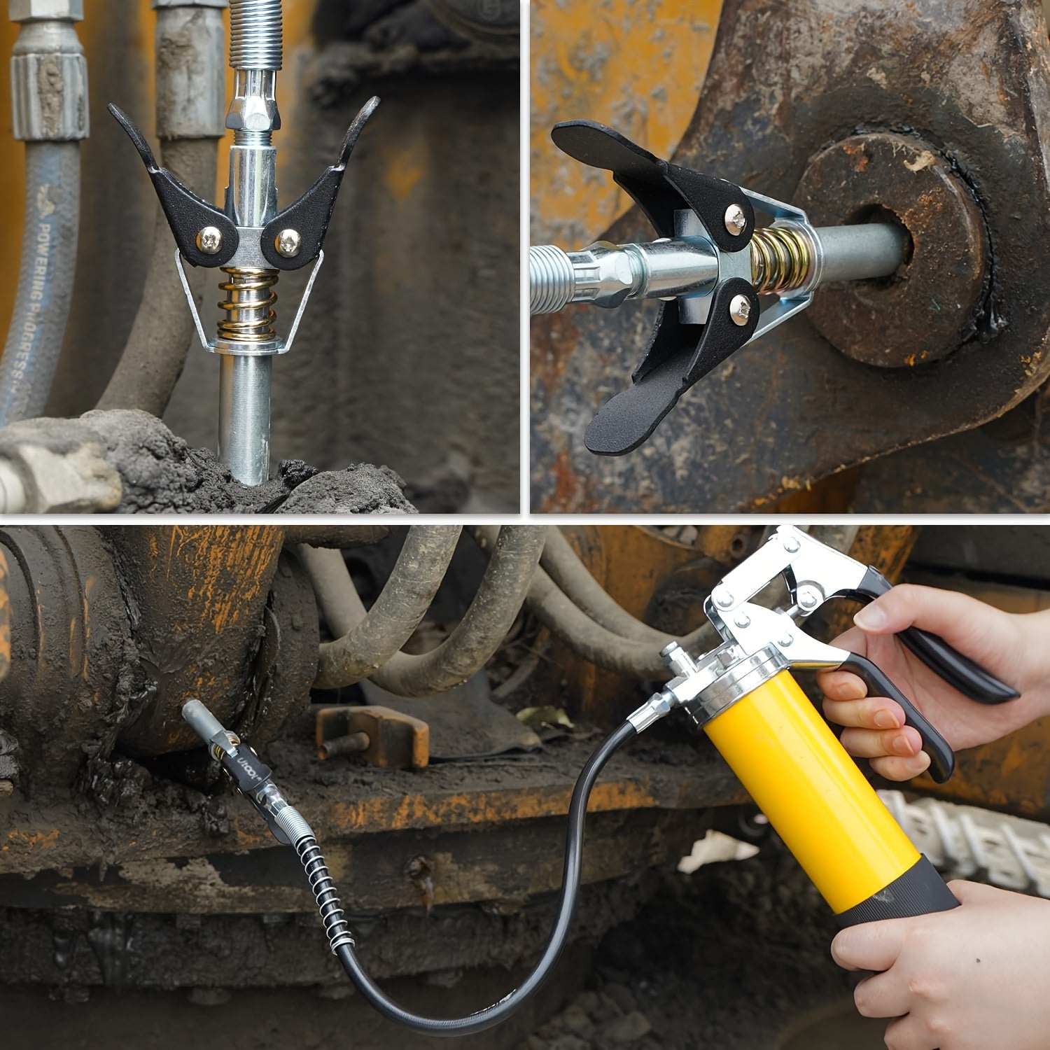 8000 PSI Pistol Grip Oil Gun Kit 14 oz yuk bilan, 45.72 sm shlang, 2 ulanish, 2 kengaytma quvurlari va 1 o'tkir nozzle bilan.