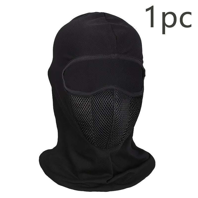 Pantalla facial de malla con protección UV para adultos, ajustable, de punto de poliéster para ciclismo y motocicleta