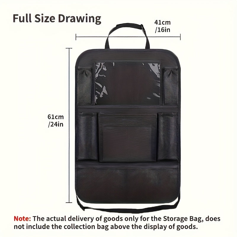 Car Back Seat Organizer Waterproof Polyester, Multiple Pockets, Easy Clean