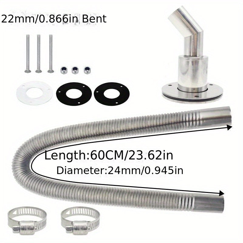 Stainless Steel Heater Exhaust Pipe Kit 24mm 60cm for Parking Heaters