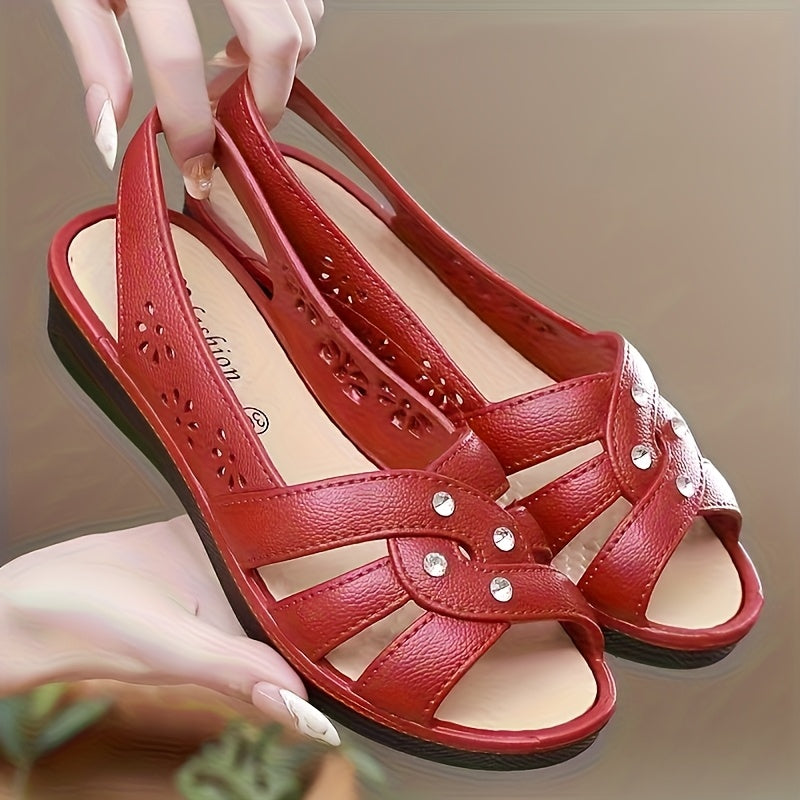 Women's Wedge Sandals Breathable Solid Color Casual Summer Black