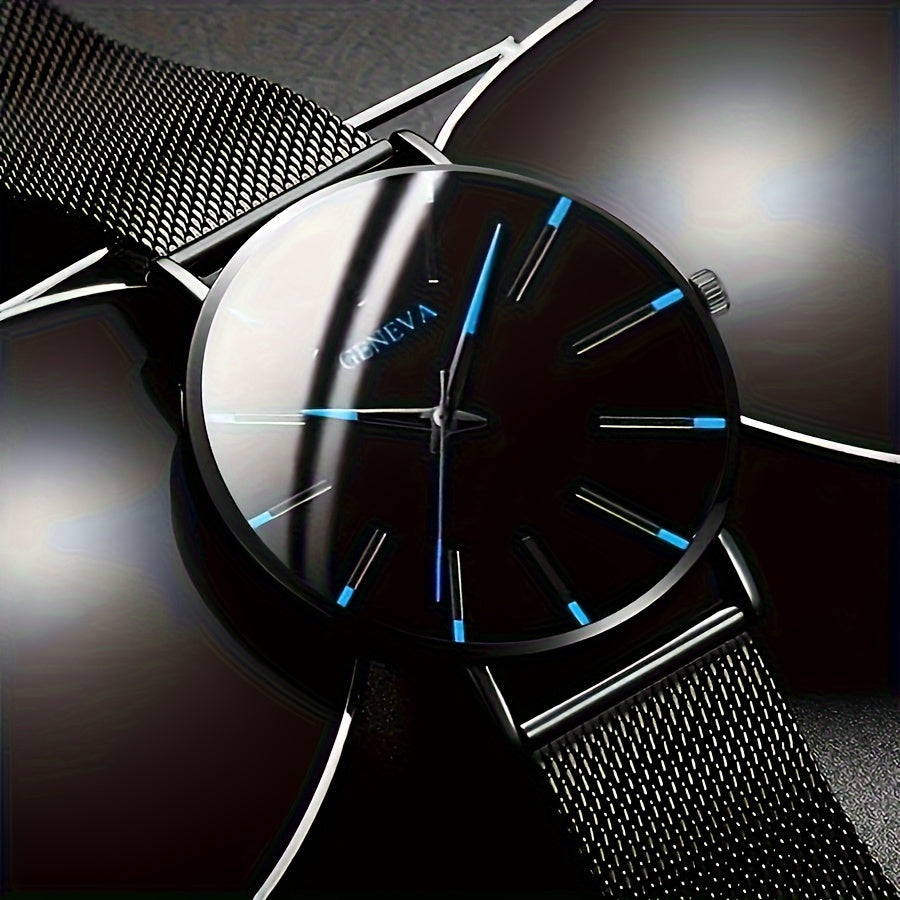 Men's Quartz Watch with Round Dial Plastic Case Rubber Band Fashionable