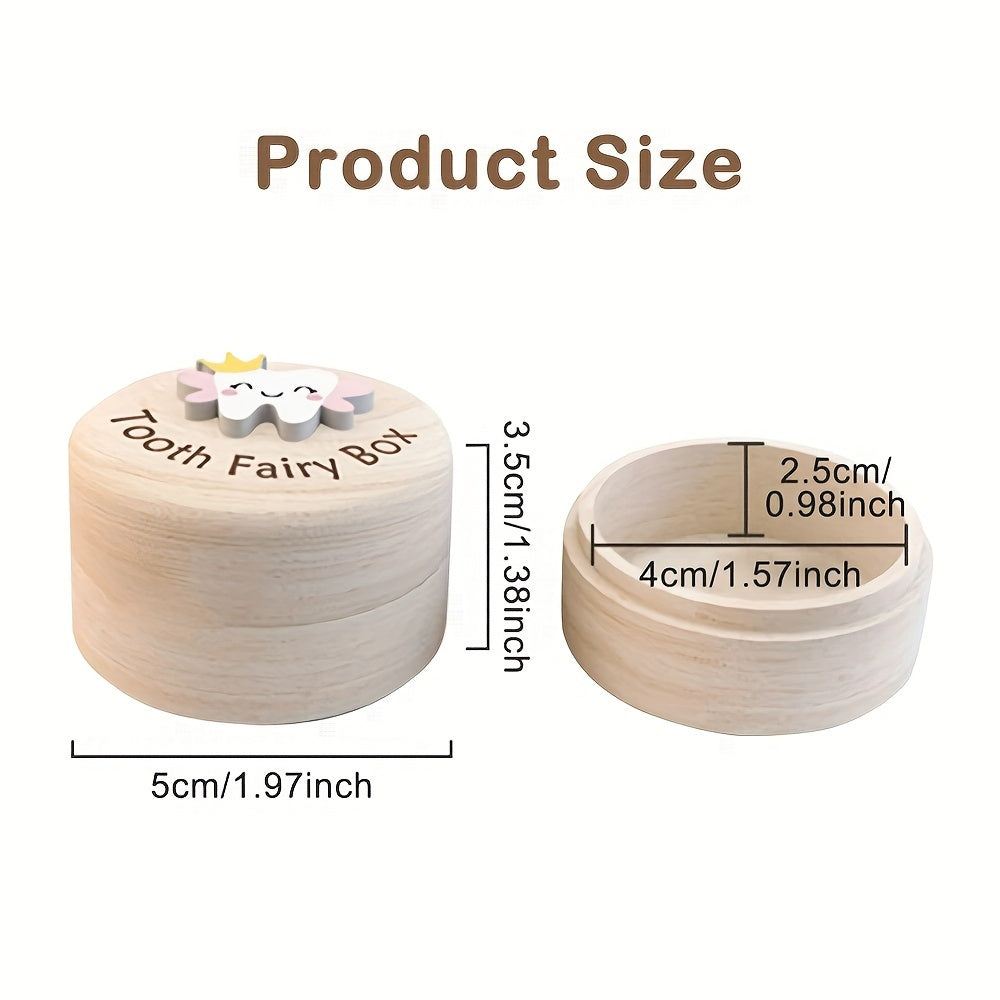 Wooden Tooth Fairy Keepsake Box for Baby Teeth and Hair Gift