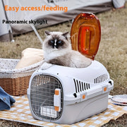Portable Cat Carrier Box PP Material Breathable All-Season Travel with Skylight