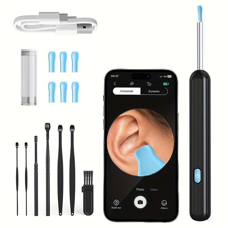 8-Piece Ear Wax Removal Kit with Camera and LED Lights for iOS Android Smartphones